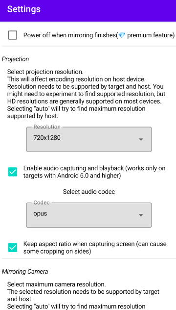 projection preferences