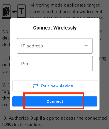 tap on connect