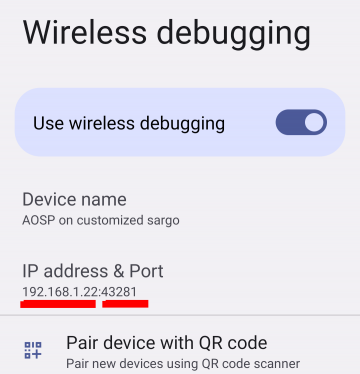 Wireless Debugging - IP and Port