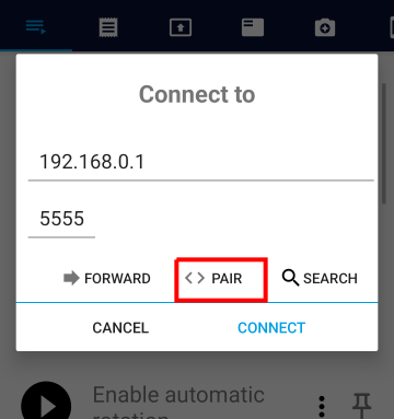 tap on pair button